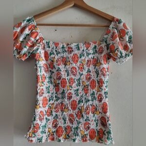 Disney  Shoppe Orange Bird Smocked Top XS New.